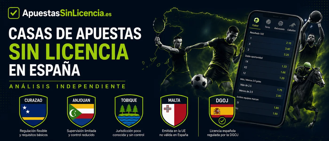 Comparativa de casas de apuestas sin licencia en España